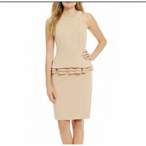 Antonio Melani cream womens sleeveless high collar mid flare pencil dress size 4